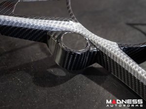 Alfa Romeo Stelvio Steering Wheel Trim - Carbon Fiber - Main Center Trim Piece - Black/ White Candy - Pre '20 Models